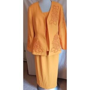 Vtg Donna Vinci Couture Suit 3 Pc Long Skirt 18 Evening Church Gold New w/Tags